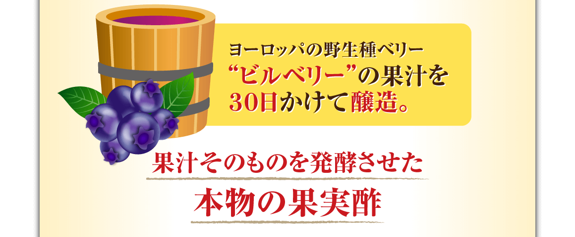 ヨーロッパの野生種ベリー”ビルベリー”の果汁を30日かけて醸造 果実そのものを発酵させた本物の果実酢